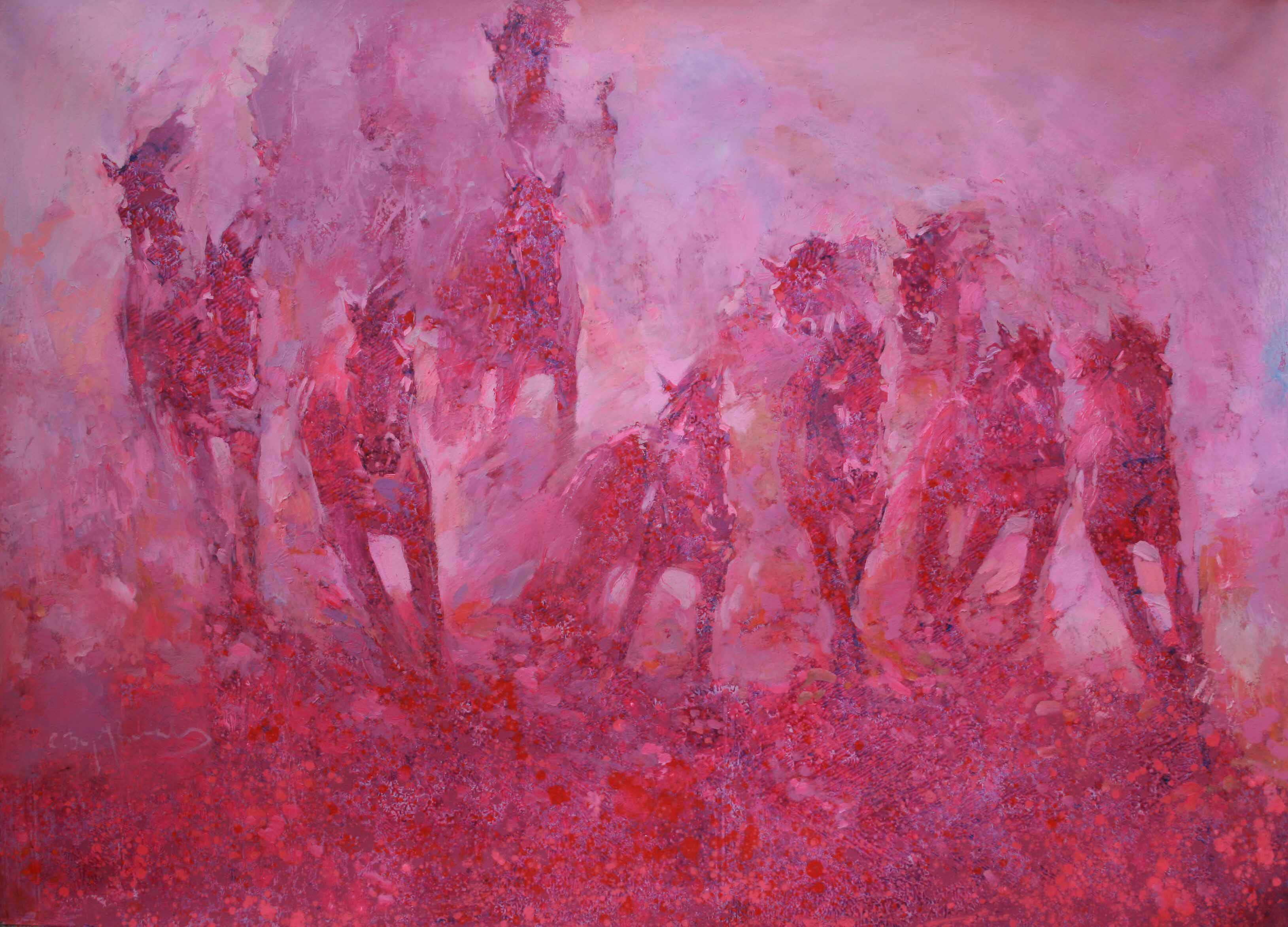 Painting of horses in motion